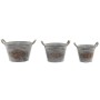 Set de pots DKD Home Decor Gris Métal Marron Shabby Chic (32 x 31 x 30 cm)