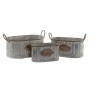 Set de pots DKD Home Decor Gris Métal Marron Shabby Chic (47 x 24 x 23 cm)