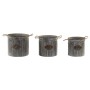 Set de pots DKD Home Decor Gris Métal Marron Corde Shabby Chic (34 x 34 x 30 cm)