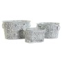 Set de pots DKD Home Decor Mosaïque Gris Métal Blanc Arabe (45 x 30,5 x 26 cm)