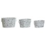 Set de pots DKD Home Decor Mosaïque Gris Métal Blanc Arabe (45 x 30,5 x 26 cm)