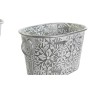 Set de pots DKD Home Decor Mosaïque Gris Métal Blanc Arabe (45 x 30,5 x 26 cm)