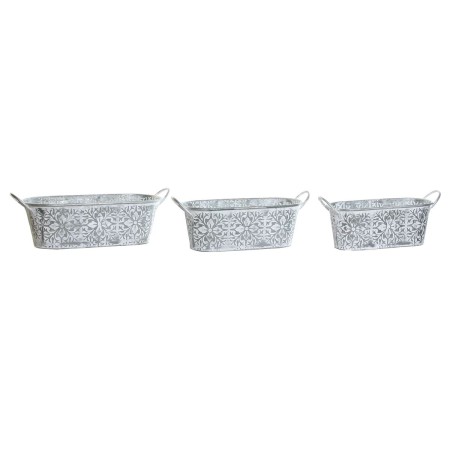 Cache-pot DKD Home Decor Lot Usé Mosaïque Gris Métal Arabe (60 x 23 x 19 cm) (3 Unités)