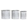 Set de pots DKD Home Decor Mosaïque Gris Métal Blanc Arabe (25 x 25 x 21,5 cm)