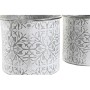 Set de pots DKD Home Decor Mosaïque Gris Métal Blanc Arabe (25 x 25 x 21,5 cm)