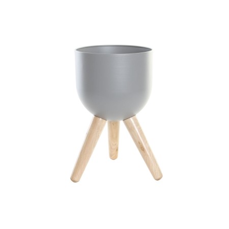 Cache-pot DKD Home Decor Naturel Gris Métal Bois (25 x 25 x 45 cm)