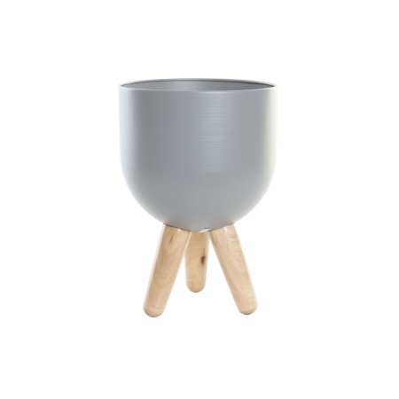 Cache-pot DKD Home Decor Naturel Gris Métal Bois (25 x 25 x 37 cm)