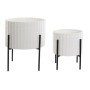 Set de pots DKD Home Decor Céramique Noir Métal Blanc (13,5 x 13,5 x 16 cm)