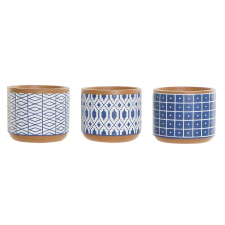 Cache-pot DKD Home Decor Bleu Ciment Blanc (12 x 12 x 10,5 cm) (3 Unités)