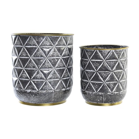 Set de pots DKD Home Decor Gris Doré Métal Fer (33 x 33 x 35 cm)