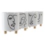 Cache-pot DKD Home Decor Visage Grès 4 Unités (13,5 x 13,5 x 15,5 cm)