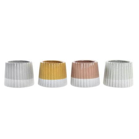 Cache-pot DKD Home Decor Bicolore Grès (14,2 x 14,2 x 11,4 cm) (4 Unités)