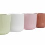 Cache-pot DKD Home Decor Rayures Rose Terre cuite Blanc Vert Grès (13 x 13 x 13 cm) (4 Unités)