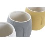 Cache-pot DKD Home Decor Visage Gris Terre cuite Blanc Jaune Grès Urbaine (14 x 14 x 14 cm) (4 Unités)