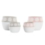 Set de pots DKD Home Decor Gris Rose Ciment Blanc Fleurs (18 x 18 x 15,8 cm) (2 Unités)