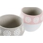 Set de pots DKD Home Decor Gris Rose Ciment Blanc Fleurs (18 x 18 x 15,8 cm) (2 Unités)