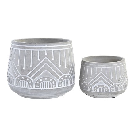 Set de pots DKD Home Decor Gris Ciment (20 x 20 x 16 cm)