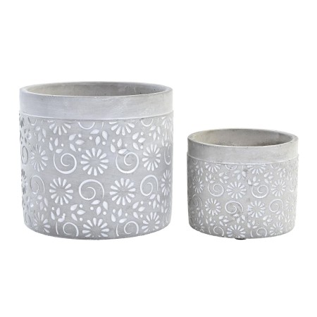 Set de pots DKD Home Decor Gris Ciment Etoiles (17 x 17 x 15 cm)