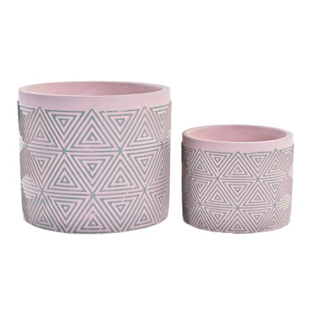 Set de pots de fleurs DKD Home Decor Ciment 2 Pièces 2 Unités (17 x 17 x 15 cm)