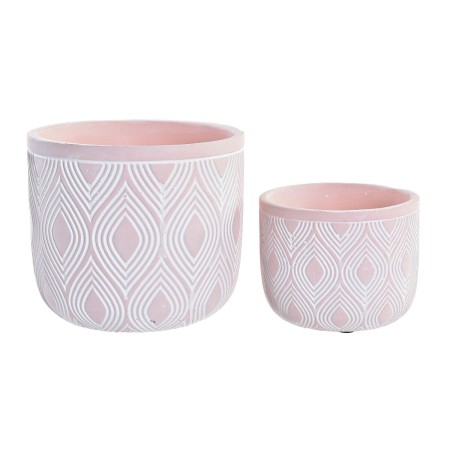 Set de pots de fleurs DKD Home Decor Ciment 2 Pièces 2 Unités (17 x 17 x 15 cm)