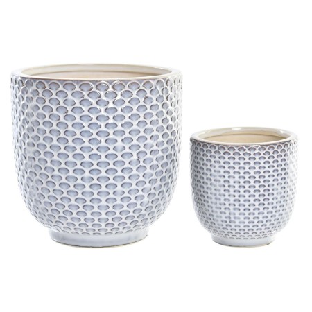 Set de pots DKD Home Decor Porcelaine Bleu (16 x 16 x 16 cm)