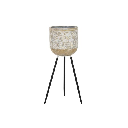 Cache-pot DKD Home Decor Noir Doré Métal Blanc Bicolore (26 x 26 x 70 cm)