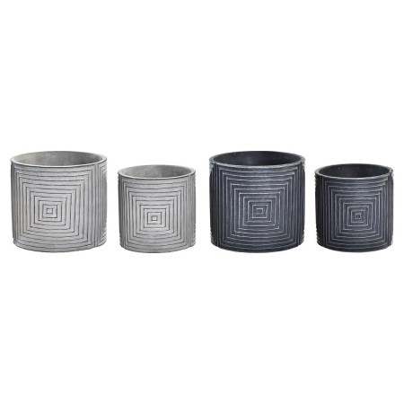 Set de pots DKD Home Decor Gris Bleu Ciment Géométrique (2 Unités) (17 x 17 x 15 cm)