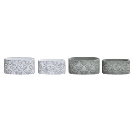 Set de pots DKD Home Decor Ciment Blanc Vert (23 x 13 x 11 cm) (2 Unités)