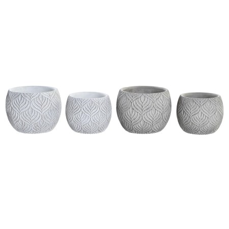 Set de pots DKD Home Decor Gris Ciment Blanc (2 Unités) (19 x 19 x 15 cm)