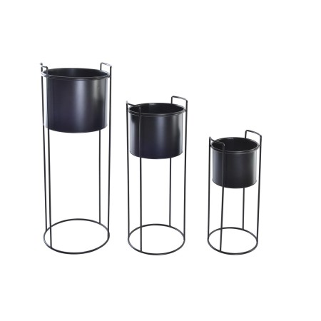 Set de pots DKD Home Decor Noir Métal Moderne (30 x 30 x 80 cm)