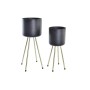 Set de pots DKD Home Decor Noir Doré Métal Moderne (23 x 23 x 60 cm)