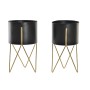 Set de pots DKD Home Decor Noir Doré Métal Moderne (20 x 20 x 32 cm)