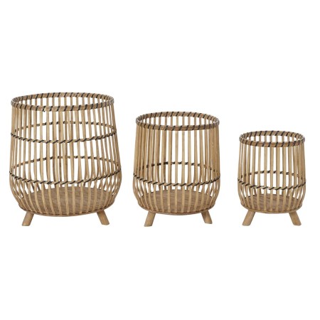 Set de pots DKD Home Decor Noir Marron Bambou (43 x 43 x 48 cm)