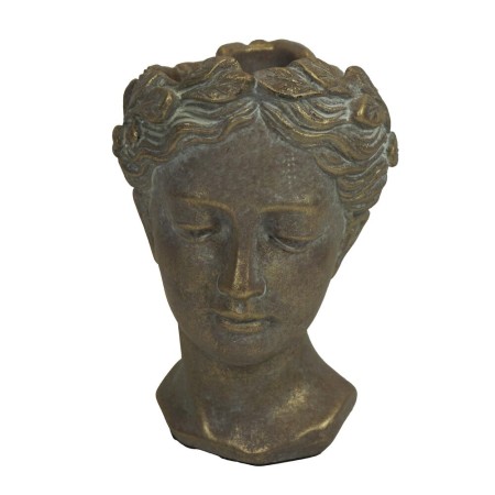 Cache-pot DKD Home Decor Visage Doré Ciment Traditionnel (12 x 11 x 16 cm) (11 x 12 x 16 cm)