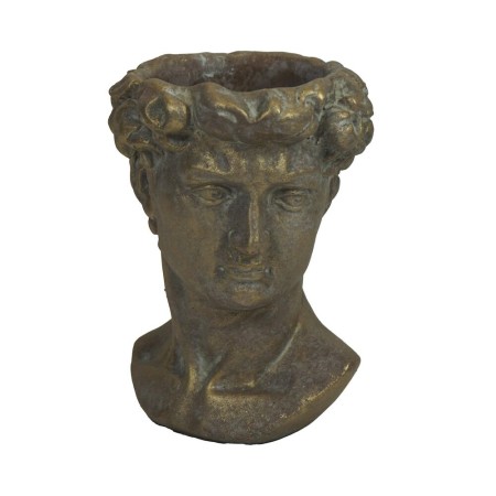 Cache-pot DKD Home Decor Visage Doré Ciment Traditionnel (20 x 18 x 27 cm) (2 Unités)