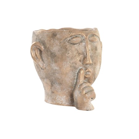 Cache-pot DKD Home Decor Visage Doré Ciment Usé (19 x 18 x 17 cm)