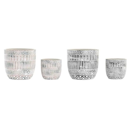 Set de pots DKD Home Decor Gris Ciment Blanc Colonial (16 x 16 x 15 cm) (2 Unités)