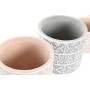 Set de pots DKD Home Decor Gris Ciment Rose clair Colonial Ikat (16 x 16 x 14 cm) (2 Unités)