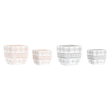 Set de pots DKD Home Decor Gris Beige Ciment Tropical (2 Unités) (14 x 14 x 13 cm)