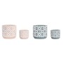 Set de pots DKD Home Decor Ciment Vert Rose clair Ikat (2 Unités) (17 x 17 x 15 cm)