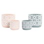 Set de pots DKD Home Decor Ciment Vert Rose clair Ikat (2 Unités) (17 x 17 x 15 cm)