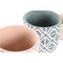 Set de pots DKD Home Decor Ciment Vert Rose clair Ikat (2 Unités) (17 x 17 x 15 cm)