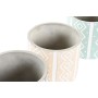 Cache-pot DKD Home Decor Marron Ciment Vert Jaune Ikat (14 x 14 x 13 cm) (3 Unités)