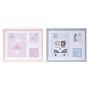 Cadre photo DKD Home Decor Verre Bleu Rose Papier Aluminium Enfant Fer Enfants Bois MDF (40 x 2 x 33 cm) (2 Unités)