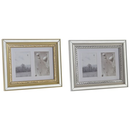 Cadre photo DKD Home Decor Verre Argenté Doré PS (35 x 2 x 28 cm) (2 Unités)