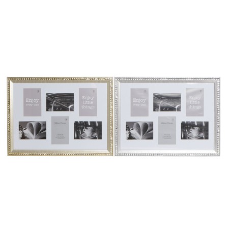 Cadre photo DKD Home Decor Brillants Verre Argenté Doré Aluminium PS Traditionnel (53 x 1,5 x 39 cm) (2 Unités)