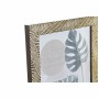 Cadre photo DKD Home Decor Verre Naturel Gris Marron Ivoire Tropical PS Feuille d'une plante (25 x 1,5 x 30 cm) (4 Unités)