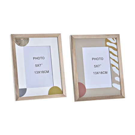 Cadre photo DKD Home Decor Urban Verre Marron Blanc Bois MDF (21,5 x 2 x 27 cm) (2 Unités)