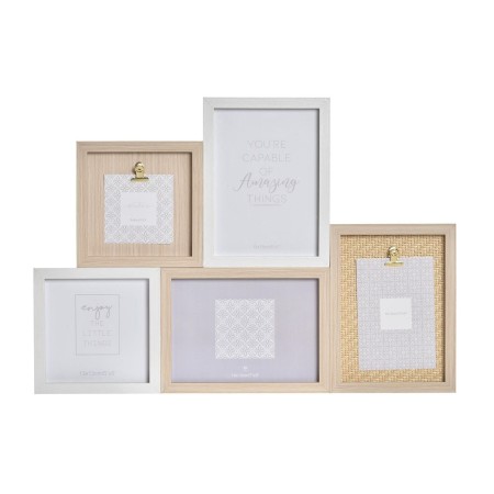 Cadre photo DKD Home Decor Bois Verre Naturel Blanc Bois MDF (48,5 x 2 x 34 cm)