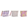 Trousse de toilette DKD Home Decor Orange Gris clair Fleurs Mauve (20 x 6 x 13 cm) (3 Unités)